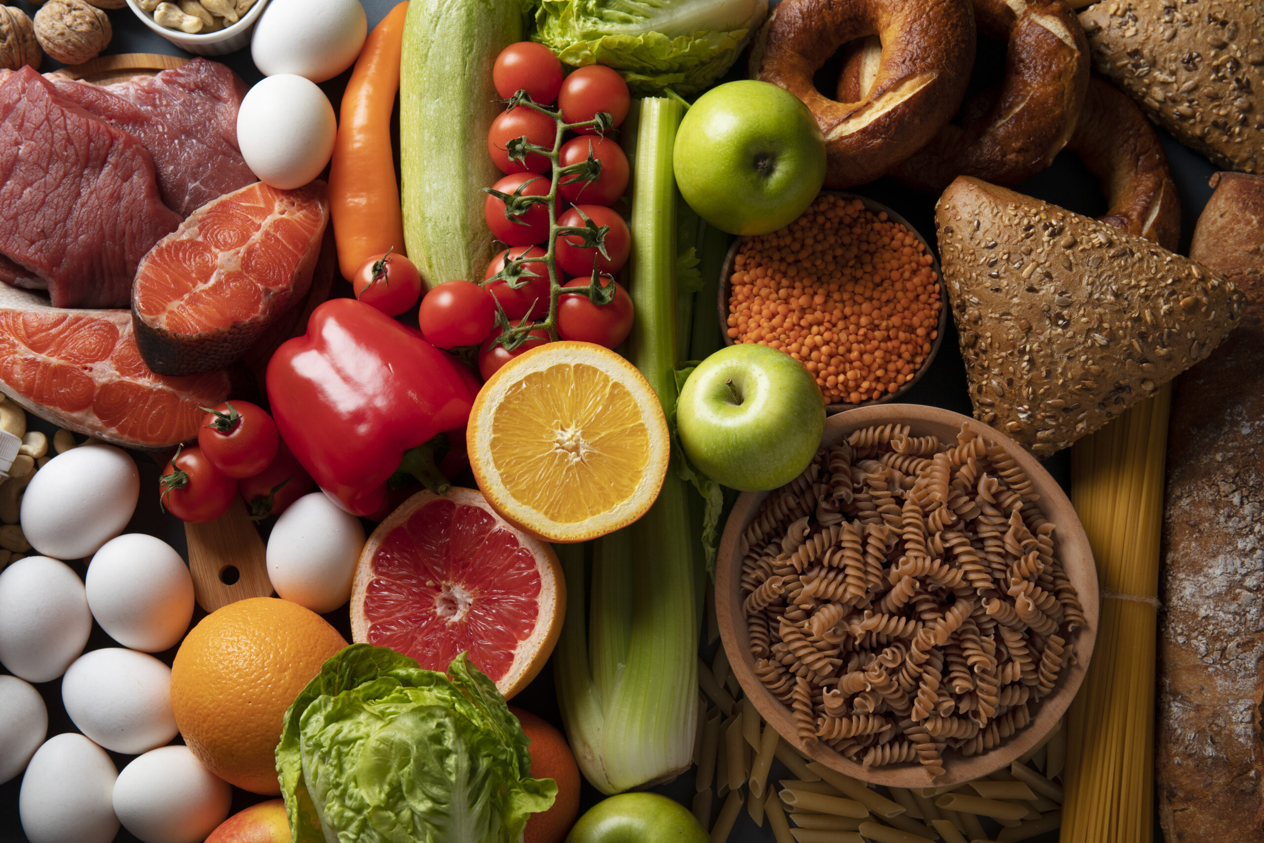 real-food-pyramid-arrangement-still-life